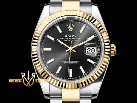 ROLEX 勞力士 Datejust 126333 蠔式日誌型 18K黃金半金款 三版型錶帶款 黑色面盤 自動上鍊 41mm 2023年保單 新式保卡