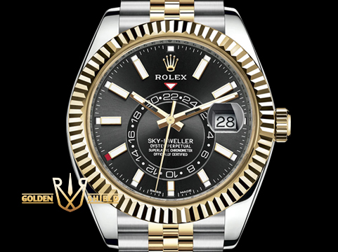 ROLEX 勞力士 Sky-Dweller 天行者半金 326933 蠔式 黑色面盤 年曆錶 兩地時區 自動上鍊 2021年保單 新式保卡 42mm