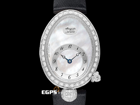 BREGUET 寶璣 Reine de Naples 那不勒斯 8928 皇后鑽錶 18K白金材質 貝殼面盤 原廠鑲嵌鑽石錶圈、錶耳 自動上鍊 25x33mm