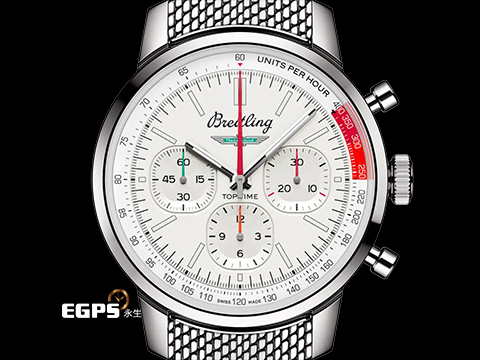 BREITLING 百年靈 Top Time B01系列 Ford Thunderbird腕錶 福特 雷鳥跑車 白色面盤 AB0176 計時碼表 不鏽鋼 自製B01機芯 2025年保單 自動上鍊 41mm
