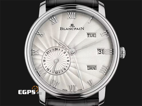 BLANCPAIN 寶珀 Villeret系列 Quantieme Annuel GMT 雙時區 年曆錶 6670-1542-55B 銀白色放射雕紋面盤 18K白金 兩地時區 年曆功能 2022年台灣公司貨 自動上鍊 40mm