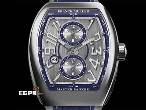 Franck Muller 法蘭穆勒 FM Vanguard Master Banker 三地時區功能 V45 MB SC DT NOTZ 緞面拉絲紋面盤 不鏽鋼 酒桶型 限量50支 2025年保單 自動上鏈 44x54 mm