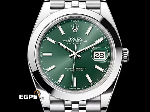 ROLEX 勞力士 DATEJUST 126300 蠔式日誌型 不鏽鋼材質 薄荷綠色面盤 五株紀念型錶帶 2026年保卡 自動腕錶 41mm