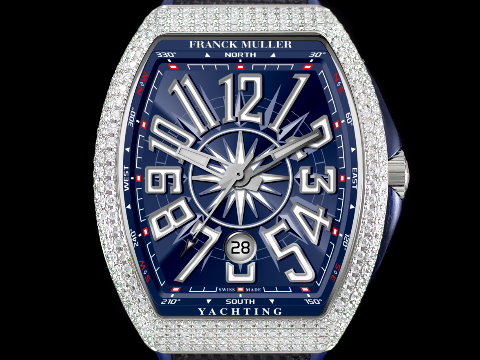 Franck Muller 法蘭穆勒 FM Vanguard Yachting V45 SC DT 遊艇 藍色面盤 精鑲鑽框 自動上鏈 44x54 mm
