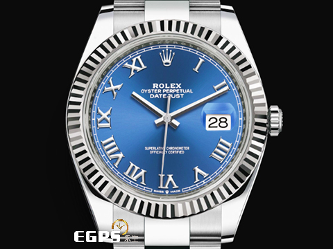 ROLEX 勞力士 Datejust 41 蠔式日誌型 126334 天藍色面盤 絕版羅馬數字時標 不鏽鋼 經典 DJ41 經典三角坑紋錶圈 2026年保卡 蠔式(Oyster)三節錶帶 自動上鍊 41mm