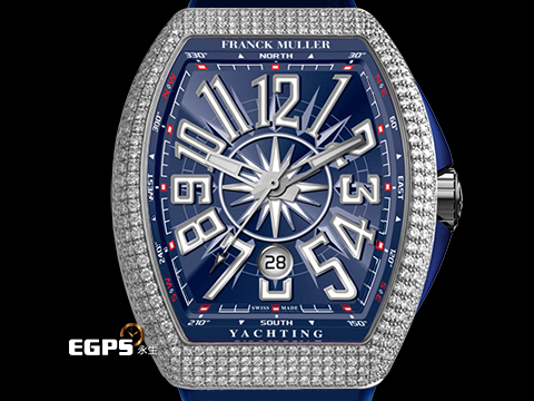 Franck Muller 法蘭穆勒 FM Vanguard YACHT V41 SC DT 不鏽鋼材質 精鑲鑽石錶殼、錶扣 藍色面盤 自動上鏈 40.8X50mm