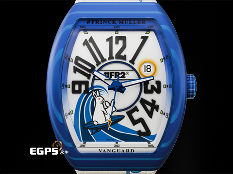 Franck Muller 法蘭穆勒 FM錶 #FR2NCK MULLER Vanguard Beach 藍色玻璃纖維複合物材質【衝浪藍】 V41 SC DT BEACH FR2 大三針 反骨月兔 頭狂色情兔 #FR2聯名創作 Fxxking Rabbits 限量300支 2025年保單 自動上鏈 41 x 49.95mm