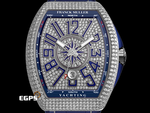 Franck Muller 法蘭穆勒 FM Vanguard V45 Yachting 遊艇系列 V45 SC DT 精鑲滿天星鑽錶 滿滿的美鑽耀眼奪目，絕對是目光的焦點 自動上鏈 44x54 mm