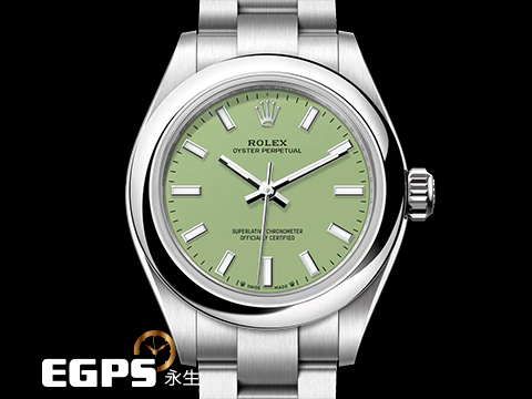 ROLEX 勞力士 Oyster Perpetual 28 蠔式恆動型 276200 最新款 開心果綠色噴漆面盤 經典 OP28 不鏽鋼 大三針 2026年保卡 自動上鍊 28mm