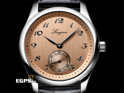 LONGINES 浪琴 Master Collection 名匠 巨擘系列 L28434932 緞面紋鮭魚面盤 雕鑿式復古字體時標 小秒針 不鏽鋼 2023年台灣公司貨 自動上鍊 38.5mm
