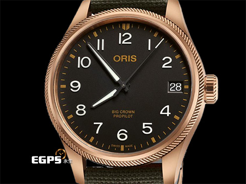 ORIS 豪利時 Big Crown ProPilot Date 大錶冠 7761 青銅材質錶殼 經典錢幣紋外圈 0175177613164 大三針 飛行錶 2022年保卡 自動上鍊 41mm