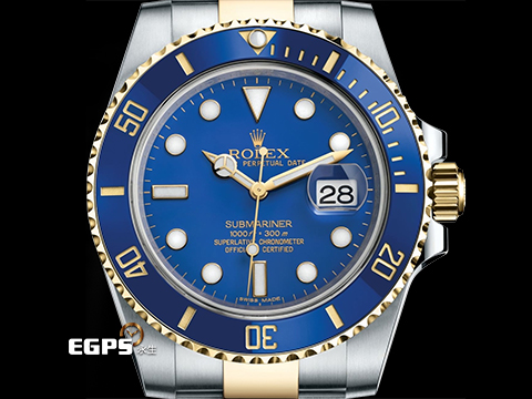 ROLEX 勞力士 Submariner Date 蠔式 潛航者 116613LB 藍水鬼 藍色陶瓷錶圈 116613 LB 半金款 18K黃金 潛水錶 2018年保卡 自動上鍊 40mm