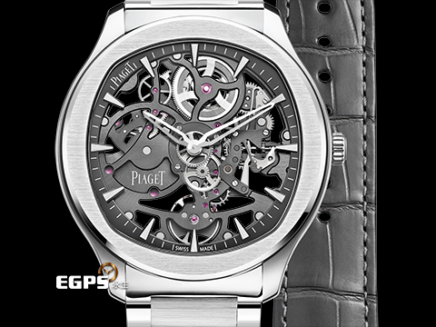 PIAGET 伯爵 Polo skeleton 系列 G0A45001 不鏽鋼材質 微型自動盤、鏤空面盤 超薄 2026年保卡 自動上鍊 42mm