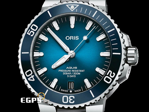 ORIS 豪利時 Aquis Date Calibre 400 時間之海 7763 藍水鬼 藍色面盤 陶瓷外圈 0140077634135 不鏽鋼 五日鍊 自製機芯 2024年台灣公司貨 潛水錶 自動上鍊 43.5mm