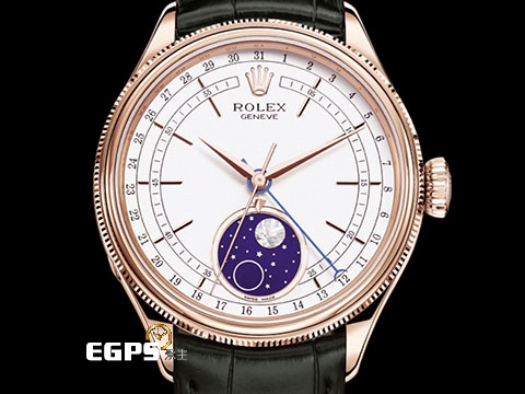 ROLEX 勞力士 Cellini Moonphase 徹利尼 50535 永恆玫瑰金 2023年停產款 藍色琺瑯夜空搭配隕石月球月相 隕石月相星空 2023年新式保卡 自動上鍊 39mm