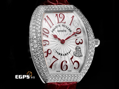 Franck Muller 法蘭穆勒 FM錶 Heart 系列 5002 M QZ D C4CD 原廠鑲嵌鑽石錶殼、錶扣、4點鐘心型鑲鑽時標 18K白金材質 酒桶型 5002M 新錶訂價:1,305,000元 石英機芯 34.5x39.8mm