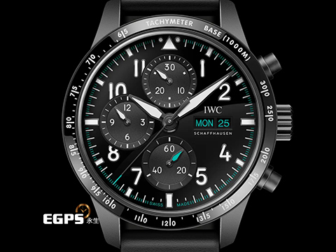 IWC 萬國 Pilot`s Chronograph 41 飛行員 Mercedes-AMG PETRONAS F1 高性能計時腕錶 IW388306 瓷化鈦金屬材質 AMG特別版 馬石油綠配色 星期日期顯示 計時碼表 2026年保卡 最新EasX-CHANGE錶帶更換系統 飛行錶 自動上鍊 41mm
