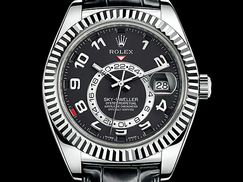 ROLEX 勞力士 Sky-Dweller 蠔式 天行者 326139 沙羅系統 年曆錶 兩地時區 18K白金材質 經典太陽圈 黑色面盤 自動上鍊 42mm