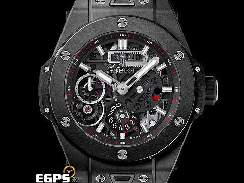 HUBLOT 宇舶 Big Bang 大爆炸 MECA-10 Black Magic 45 黑色魔力 黑陶瓷 414.CI.1123.RX 十日鍊 特殊三方動能顯示 鏤空面盤 2023年電子保單 手上鍊 45mm