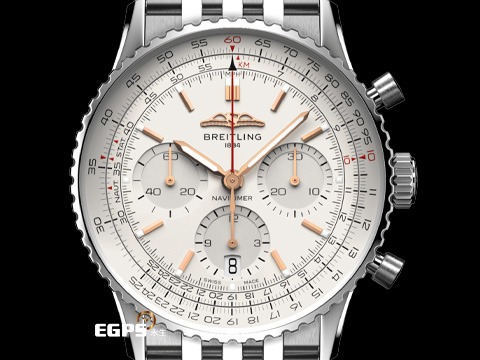 Breitling 百年靈 Navitimer B01 Chronograph 41 航空計時腕錶 AB0139 銀白色面盤 搭配 金色指針時標 計時碼表 不鏽鋼 經典環形飛行滑尺 百年 靈自製01機芯 2023年保單 飛行錶 自動上鍊 41mm