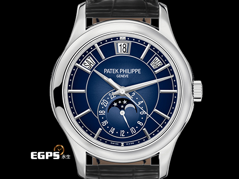 Patek philippe 百達翡麗 PP錶 Complications 複雜功能時計 Annual Calendar MoonPhases 藍色漸變黑色日輝紋錶盤 5205G-013 年曆錶 月相盈虧 日夜顯示 18K白金材質 2025年保單 5205 G 自動上鍊 40mm