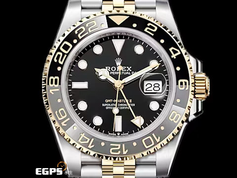 ROLEX 勞力士 GMT-Master II 蠔式 格林威治型 126713GRNR 灰 黑 雙色陶瓷錶圈 皮蛋圈 18K黃金 半金款 126713 GRNR 兩地時間 2026年保卡 紀念型(Jubilee)五銖錶帶 自動上鍊 40mm