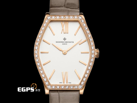 Vacheron Constantin 江詩丹頓 VC錶 Malte 馬耳他系列 25530/000R-9742 玫瑰金材質 鱷魚皮帶 銀白色面盤 原廠鑲鑽錶圈 搭配原廠18K玫瑰金材質錶扣! 石英機芯 34.4 x 28.4mm