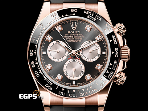 ROLEX 勞力士 Cosmograph Daytona 迪通拿 126515LN 126515G 18K永恆玫瑰金材質 計時碼表 2026年保卡 亮黑色面盤 日亮金色計時錶盤 原廠鑲嵌鑽石時標 自動上鍊 40mm