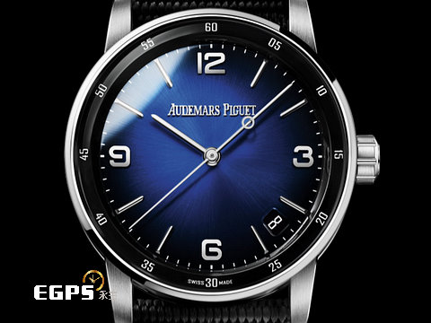 Audemars Piguet AP 愛彼 AP錶 CODE 11.59系列 15210BC.OO.A002KB.01 18K白金材質 煙燻藍色太陽紋亮漆面盤 15210 2023年保卡 自動上鍊 41mm