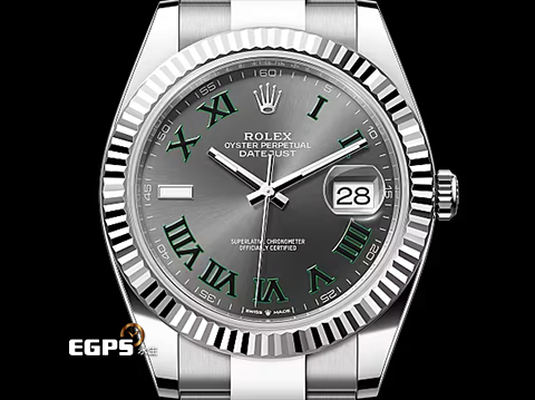 ROLEX 勞力士 Datejust 41 蠔式日誌型 126334 石板灰色面盤 搭配 綠羅馬時標 溫布頓 不鏽鋼 DJ41 經典三角坑紋錶圈 2022年保卡 蠔式(Oyster)三節錶帶 已回原廠保養,延長保固到2028年 自動上鍊 41mm