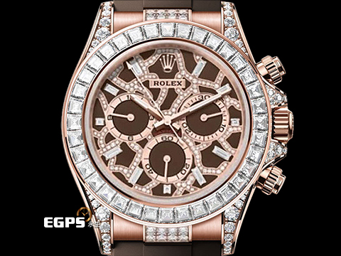 ROLEX 勞力士 Daytona 宇宙計時型 迪通拿 116515 精鑲126555TBR 18K永恆玫瑰金材質 長頸鹿 精鑲天然鑽石面盤、錶耳 精鑲36顆梯形鑽石錶圈 2018年保卡 自動上鍊 40mm