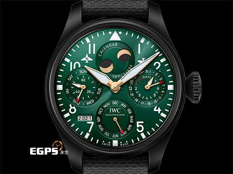 IWC 萬國錶 Pilot's TOP GUN Perpetual Calendar 大飛行員 海軍空戰部隊 IW503005 賽車綠特別版 萬年曆 月相盈虧 七日鍊 黑陶瓷 大飛 2021年台灣公司貨 限量250只 自動上鍊 46.2mm