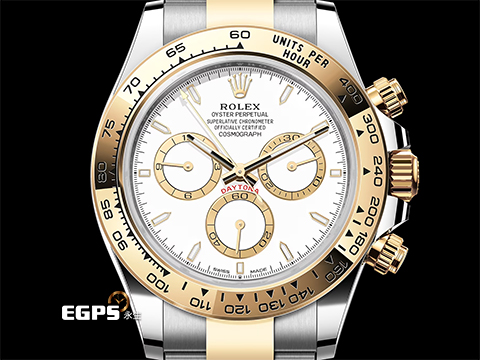 ROLEX 勞力士 Cosmograph Daytona 宇宙計時行 迪通拿 126503 計時碼表 白色面盤 搭配 金色計時圈 半金款 18K黃金 新款4131機芯 2026年保卡 賽車錶 自動上鍊 40mm