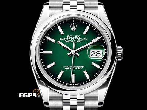 ROLEX 勞力士 Datejust 36 蠔式日誌型 DJ36 126200 不鏽鋼材質 Green Ombre 漸層綠色 2026年保卡 自動上鍊 36mm