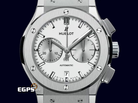 Hublot宇舶 ClassicFusion經典融合系列 521.NX.2611.LR 鈦金屬材質 特色銀白蛋白石面盤 鍍銠銀色指針與條形時標 自動上鍊 45mm