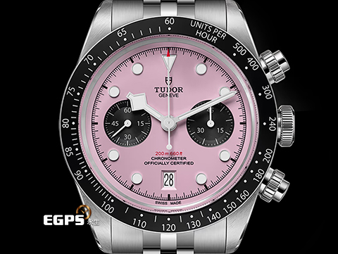 TUDOR 帝舵 Heritage Black Bay Chrono 碧灣 79360N-0019 最熱門、最具話題性 粉紅熊貓面盤 周杰倫、貝克漢代言款 79360 N 計時碼錶 不鏽鋼材質 2026年保卡 搭配最新快速調節「T-fit」折疊扣 自動上鍊 41mm