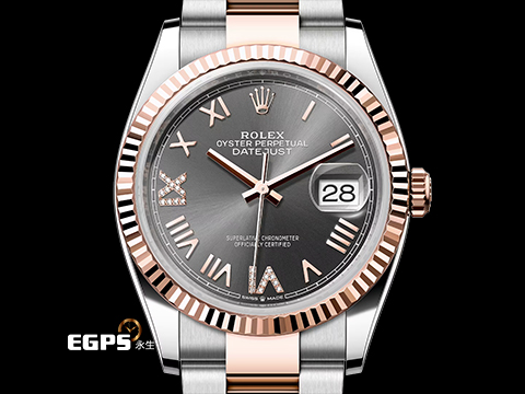 ROLEX 勞力士 蠔式 Datejust 126231 永琲景尷 半金款 銀灰色放射紋面盤 原廠鑲鑽羅馬數字VI及IX 2023年保卡 自動上鍊 36mm