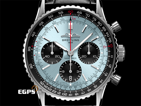 BREITLING 百年靈 Navitimer B01 Chronograph 41 航空計時 AB0139 AB0139241C2P1 不鏽鋼材質 計時碼表 最新款 冰藍色熊貓面盤 2026年保單 經典環形飛行滑尺 百年靈自製01機芯 自動上鍊 41mm