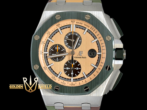 Audemars Piguet 愛彼 AP錶 Royal Oak Offshore 皇家橡樹 離岸型 26400SO.OO.A054CA.01 綠色陶瓷框 迷彩 大熊貓 26400 SO 計時碼表 自動上鍊 44mm