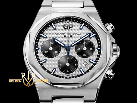 Girard Perregaux 芝柏 GP錶 Laureato系列 81020-11-131-11A 不鏽鋼材質 計時腕錶 白色菱格紋面盤 八角形拋光錶圈 白熊貓 2021年保單 自動上鍊 42mm