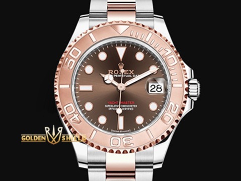 ROLEX 勞力士 Yacht-master 268621 遊艇名仕 最新款中型半金玫瑰金 巧克力色面盤 自動腕錶 亂碼字頭 2026年保單 新式保卡 37mm